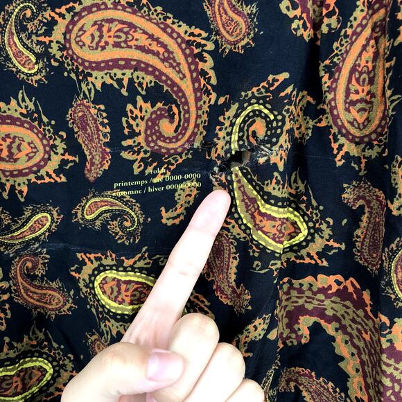 Rokh Double Tie Neck Silk Blouse 8 Paisley Button Front High Neck Long Sleeve - Picture 6 of 8